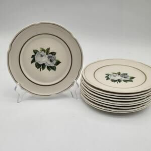 Castleton York Rose 10 Salad Plates  1950's Made In USA
